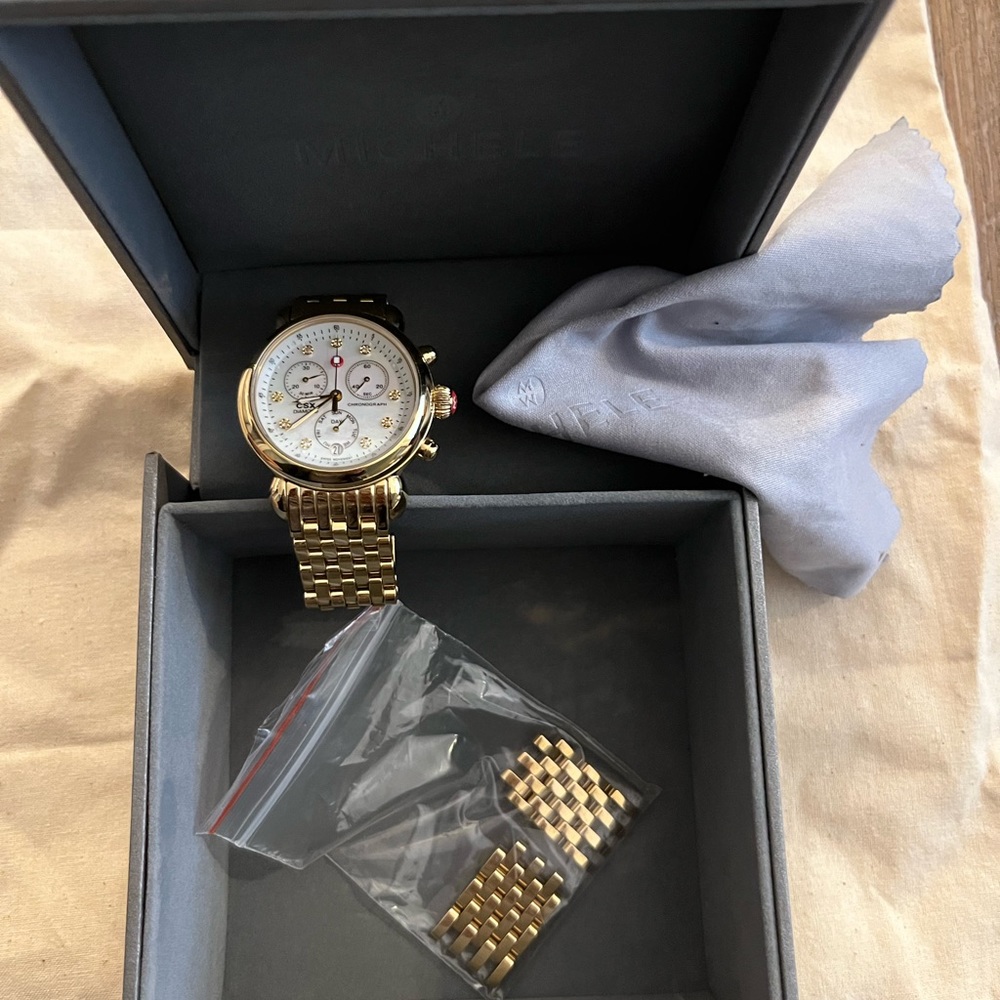 Gold Michele watch CSX Diamond